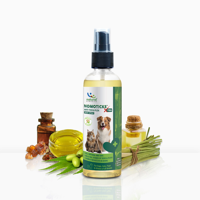 Natural Remedies Nomoticks Xtra Body Spray Flea and Tick Fresh Dog Shampoo(100 ml)