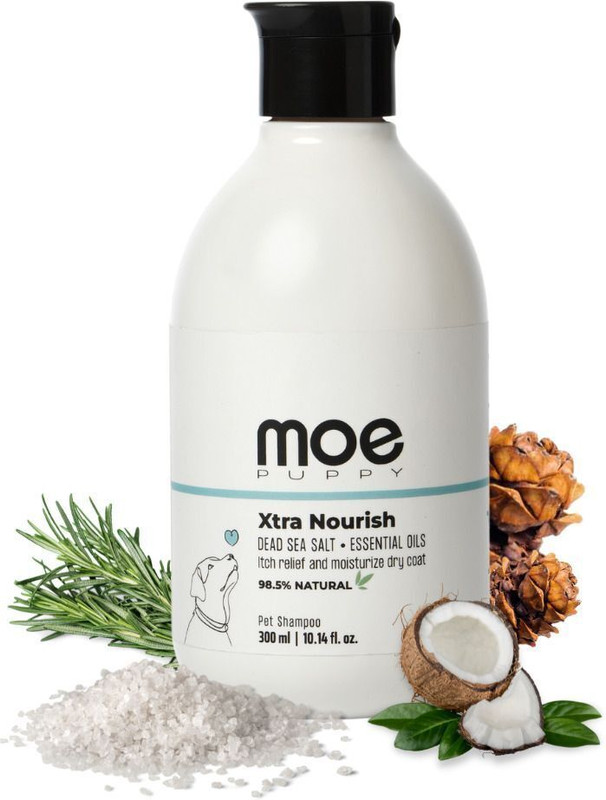 Moe Puppy Xtra Nourish Dog Shampoo with Dead Sea Salt | For All Breeds | Anti-itching Natural Dog Shampoo(300 ml)