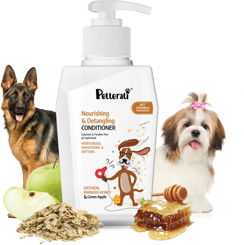 Petterati Detangle & Moisturize Dog Conditioner | Oatmeal, Manuka Honey, Green Apple | Pet Conditioner(400 ml)