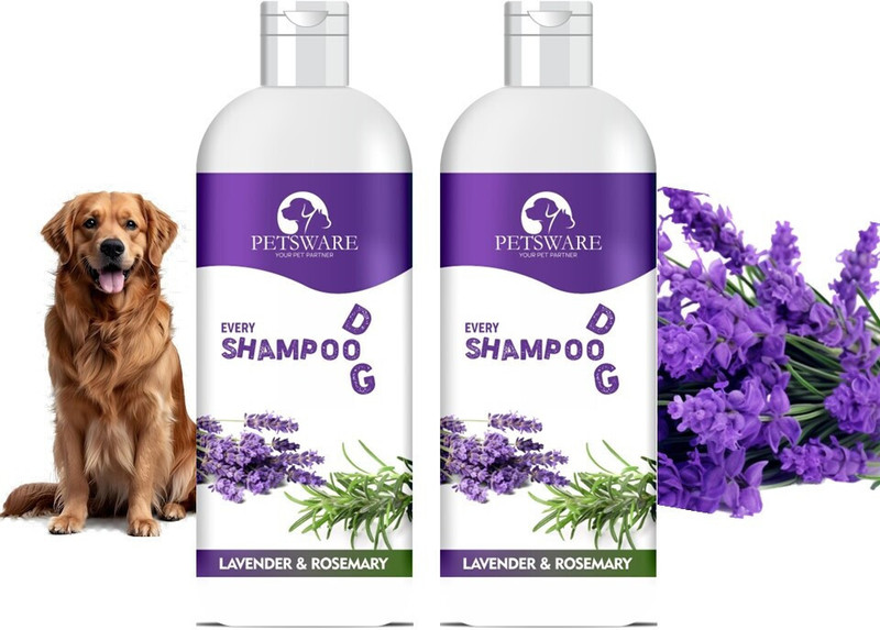 PETSWARE AllergyRelief Herbal Dog Shampoo with Conditioner for all breeds of Dogs&Puppies Allergy Relief, Hypoallergenic, Anti-fungal, Conditioning, Anti-parasitic, Anti-microbial Lavender Dog Shampoo(400 ml)