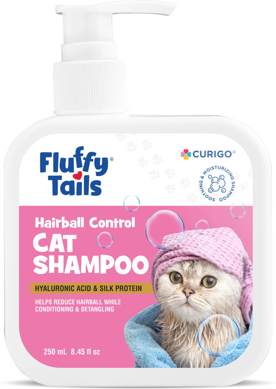 FluffyTails Cat Shampoo | Hairball Control Shampoo | Hyaluronic acid & Silk Protein Conditioning Floral Fragrance Cat Shampoo(250 ml)