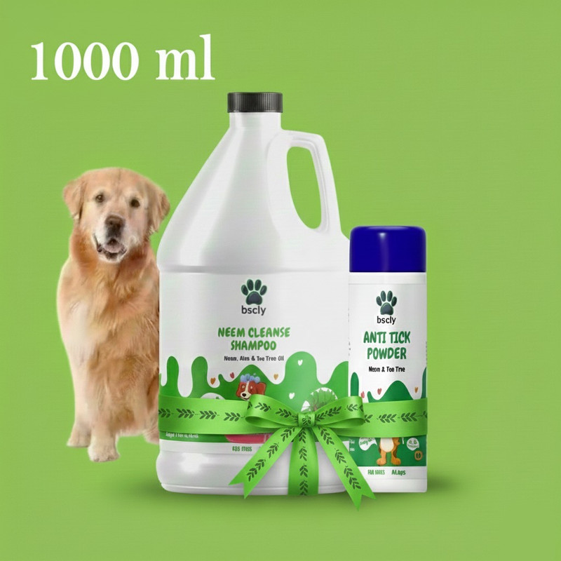 bscly Neem Herbal Dog Shampoo 1000ml – Puppy Safe Anti Ticks and Fleas Dog Shampoo Allergy Relief Neem Dog Shampoo(1000 ml)
