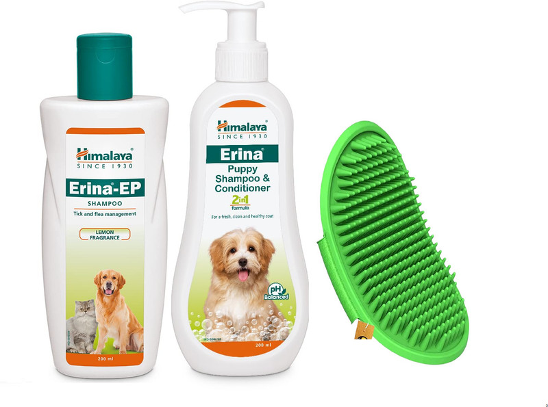 Himalaya Herbals Erina Puppy Shampoo with Glove Soft Bath Mild Formula for Puppy Coat Care Anti-fungal NEEM&ALOVERA Dog Shampoo(400 ml)