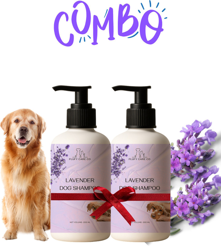 flufy care co Flufy Care Co – Lavender + Neem Dog Shampoo Combo Pack (2 x 200ml) Allergy Relief, Anti-dandruff, Anti-fungal, Anti-Inflammatory, Flea and Tick NEEM, LAVENDER Dog Shampoo(400 ml)