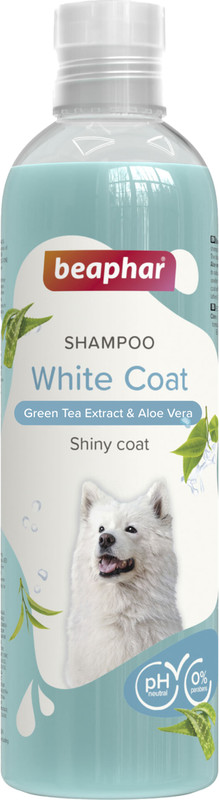 Beaphar White Coat Dog Shampoo with Tea Tree and Aloe Vera | Whitening Color Enhancing 250 ml Pet Coat Cleanser(Suitable For Dog)