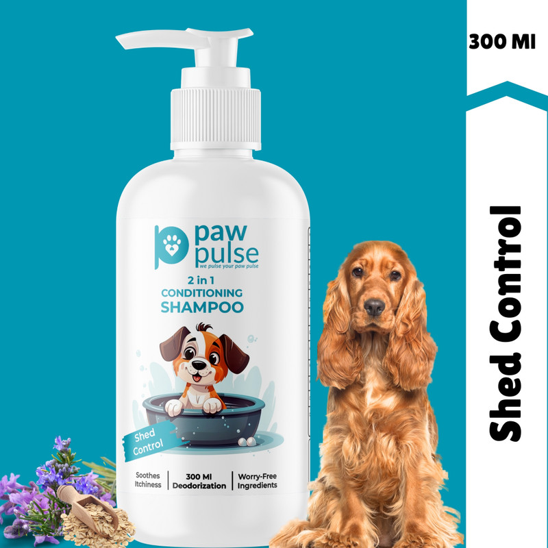 Furryfix Natural Shed Control 2 in 1 Conditioner Shampoo for Dogs and Cats Whitening and Color Enhancing, Conditioning, Anti-fungal, Allergy Relief, Anti-itching Lavender Dog, Cat Shampoo(300 ml)