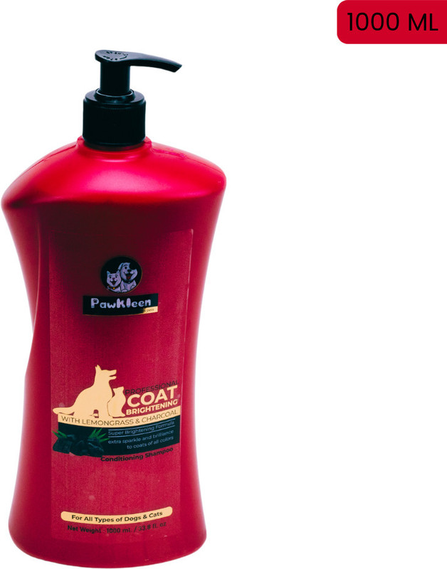 PAWKLEEN COAT BRIGHTENING | Conditioning Shampoo for Dogs and Cats | Shiny, Soft Fur Conditioning Lemongrass, Charcoal Dog Shampoo(1000 ml)