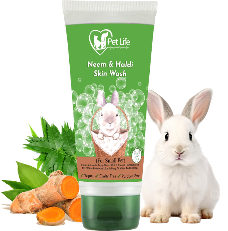Pet Life Neem Haldi Skin Wash For Small Pets, Rabbits & Kitten - Reduce Hair Shedding Anti-itching, Anti-fungal Neem, Haldi Rabbit Shampoo(100 ml)