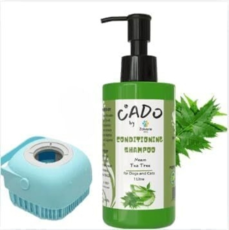 Zoivane Cado Neem Dog Shampoo (1000ml) & Bath Brush Combo for Pets Anti-dandruff, Anti-Bacterial, Anti-fungal fresh Dog, Cat Shampoo(1000 ml)