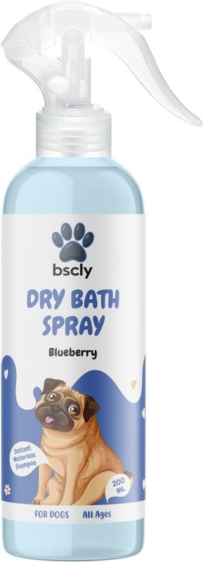 bscly Waterless Shampoo For Dogs & Puppies | Paraben Free, Ph Balanced | Conditioning Blueberry Dog Shampoo(200 ml)