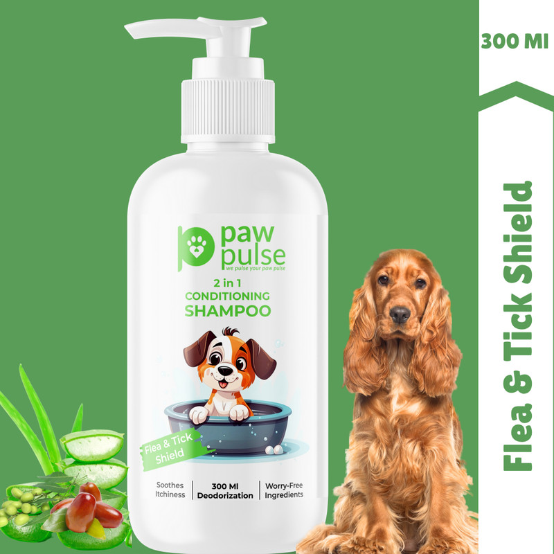 Furryfix Anti Ticks and Fleas 2 in 1 Conditioner Shampoo for Dogs and Cats 300ml Flea and Tick, Conditioning, Anti-dandruff, Anti-itching, Anti-fungal Neem Dog, Cat Shampoo(300 ml)