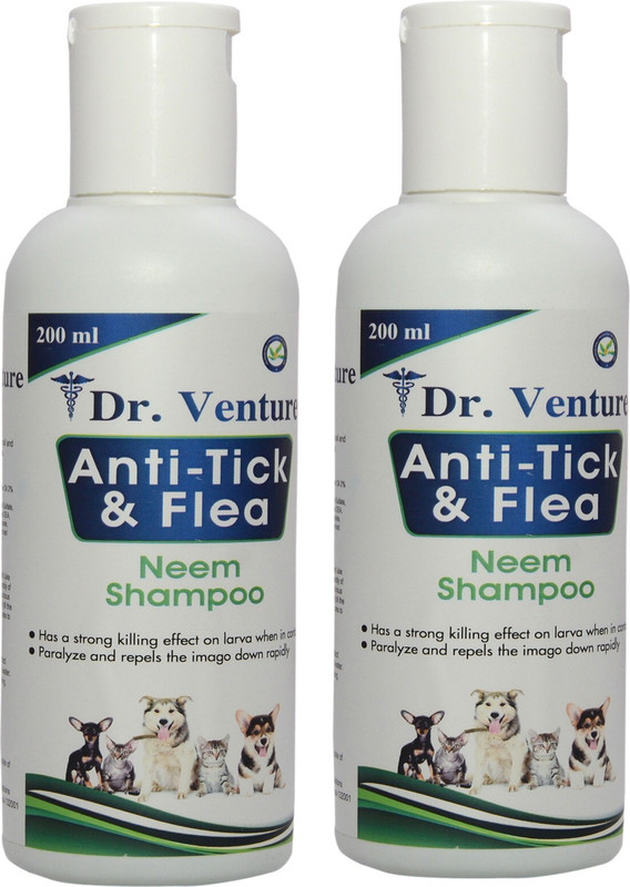 Dr Venture Pet Shampoo For Dogs And Cats 200 ml Pack OF 2 (400ml) Flea and Tick, Allergy Relief, Anti-itching, Anti-microbial neem Dog Shampoo(400 ml)
