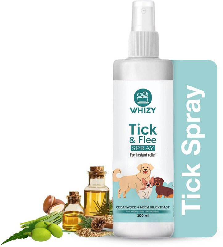 WHIZY Tick and Flea Spray for Dogs | Anti tick Spray for Dog | With Cedarwood Oil | Flea and Tick Lemongrass Dog Shampoo(200 ml)