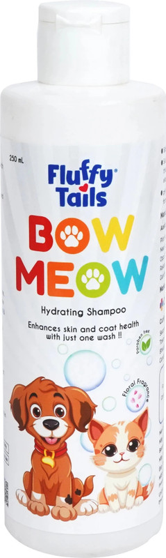FluffyTails Dog Shampoo | Bow-Meow Hydrating Shampoo, Enhances Skin and Coat Health Anti-itching, Allergy Relief, Conditioning , Floral Fragrance , Dog Shampoo(250 ml)