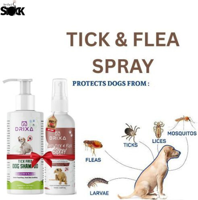 Drixa DOG&CAT DEODORANT & TICK FREE SPRAY PURE NATURAL AND SAFE Conditioning NATURAL Cat, Dog Shampoo(200 ml)