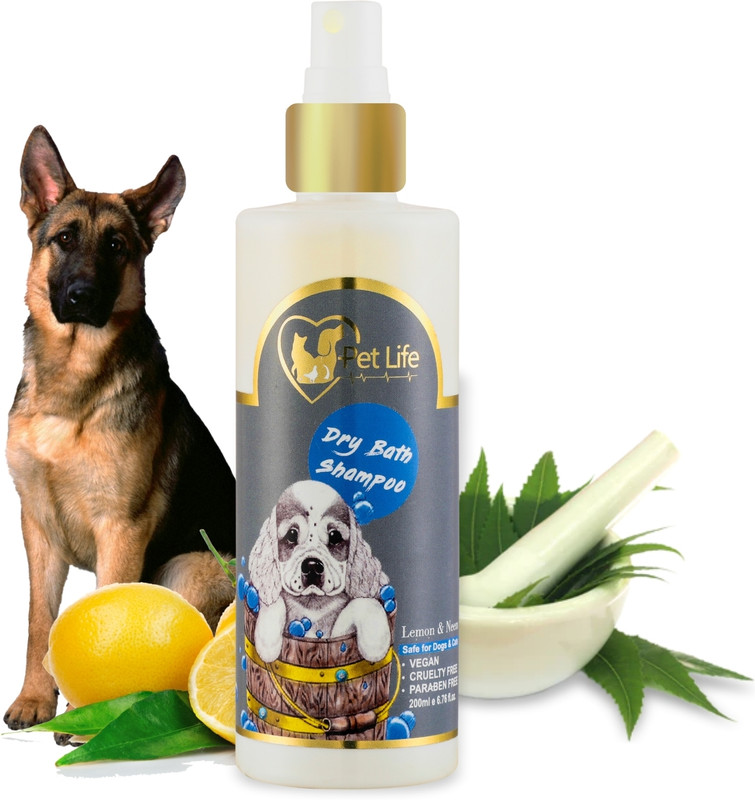 Pet Life Dry Bath Shampoo for German Shepherd Dog & Puppy | Clean, Smooth & Shiny Coat Conditioning Fresh Fragrance, Made with Natural Ingredients, All Dog Breed, Dry Waterless Spray Dog Shampoo(200 ml)