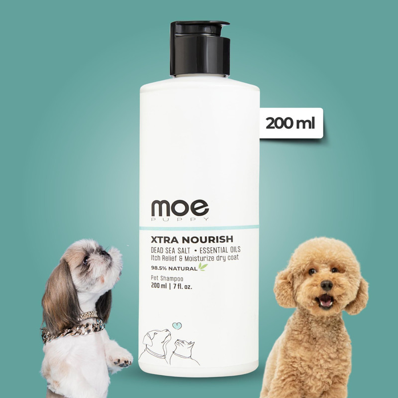 Moe Puppy Xtra Nourish Dog & Cat Shampoo | ph balanced | Anti-itching Natural Dog Shampoo(900 ml)