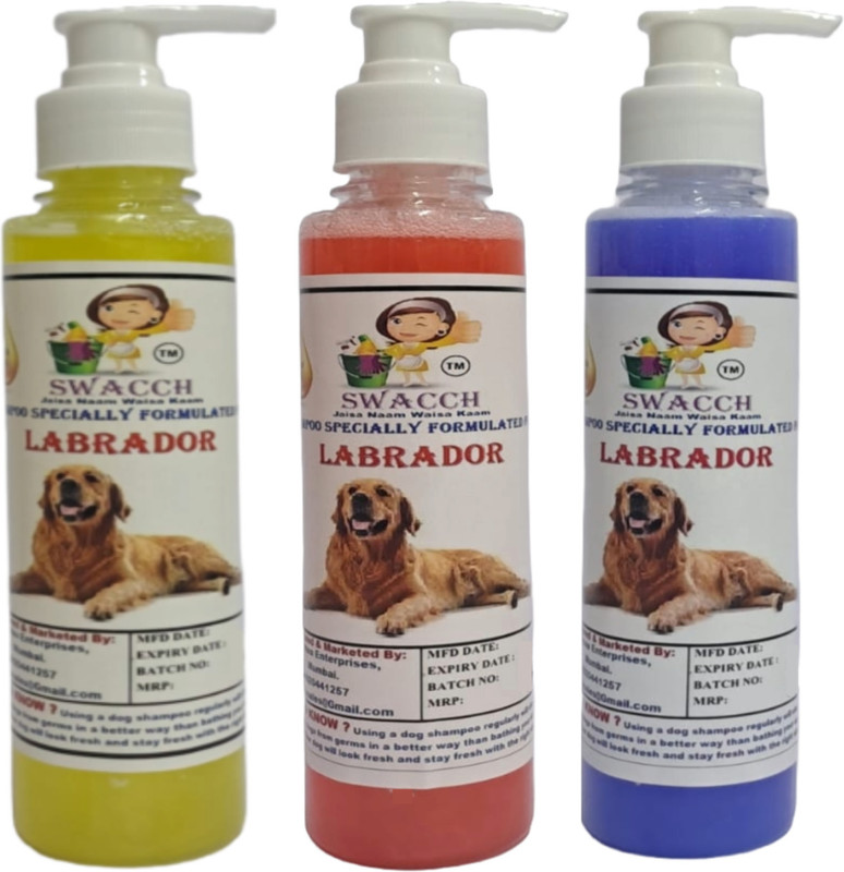 swacch Premium Shampoo For Labrador (200ml) (Combo Pack of 2) Conditioning Jasmine, Lemon Dog Shampoo(400 ml)