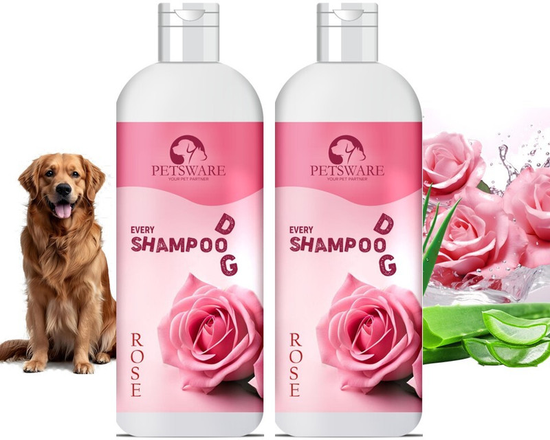 PETSWARE AllergyRelief Herbal Dog Shampoo with Conditioner for all breeds of Dogs&Puppies Allergy Relief, Anti-fungal, Anti-parasitic, Conditioning, Flea and Tick, Hypoallergenic ROSE Dog Shampoo(400 ml)