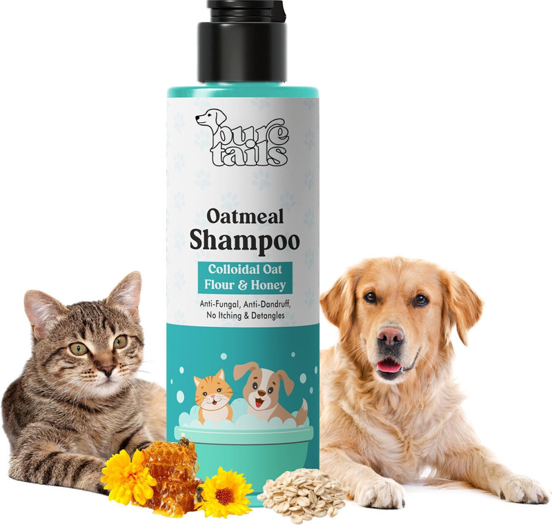 Pure Tails Oatmeal Shampoo Anti-itching, Itch Relief, Anti-dandruff, Conditioning Colloidal Oat &, Honey Dog, Cat Shampoo(200 ml)