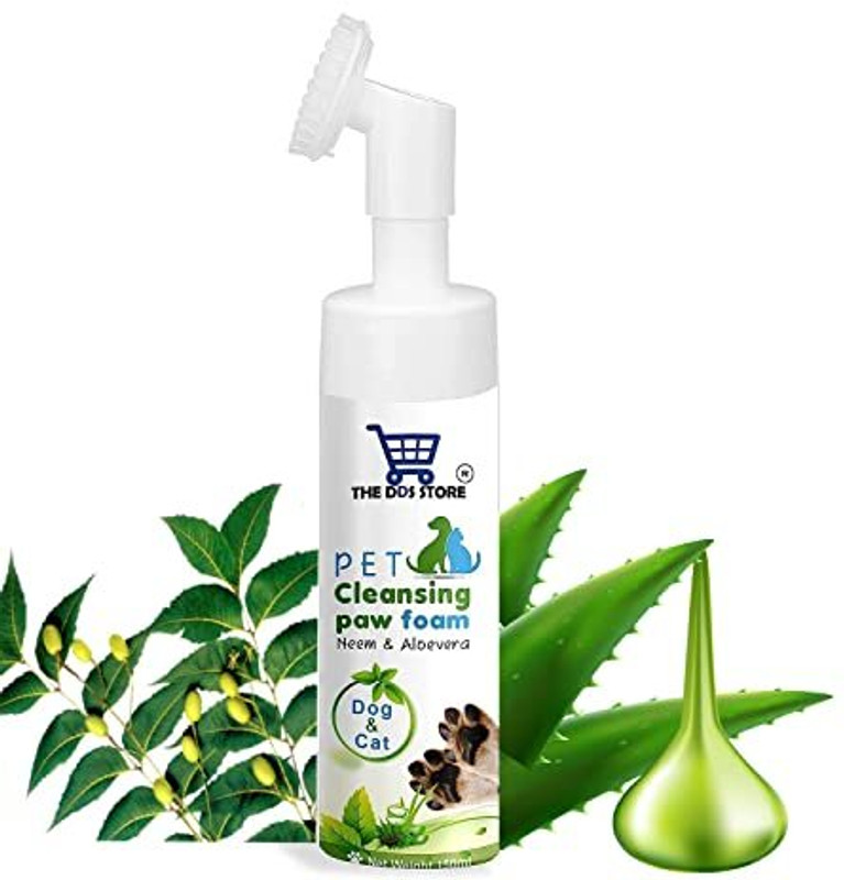 THE DDS STORE No-Rinse Paw Cleaner Foam, Waterless Dog Shampoo Allergy Relief, Anti-dandruff, Anti-fungal, Anti-itching, Anti-microbial, Anti-parasitic Neem & Aloevera Dog Shampoo(150 ml)