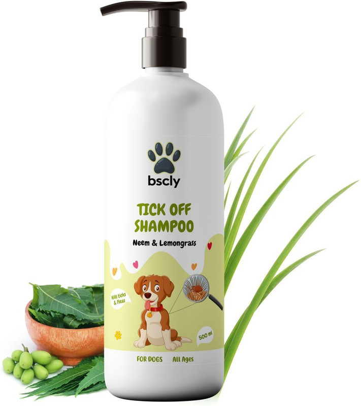 bscly Tick Off Dog Shampoo with Neem & Lemongrass Allergy Relief, Flea and Tick, Conditioning Neem Dog Shampoo(500 ml)