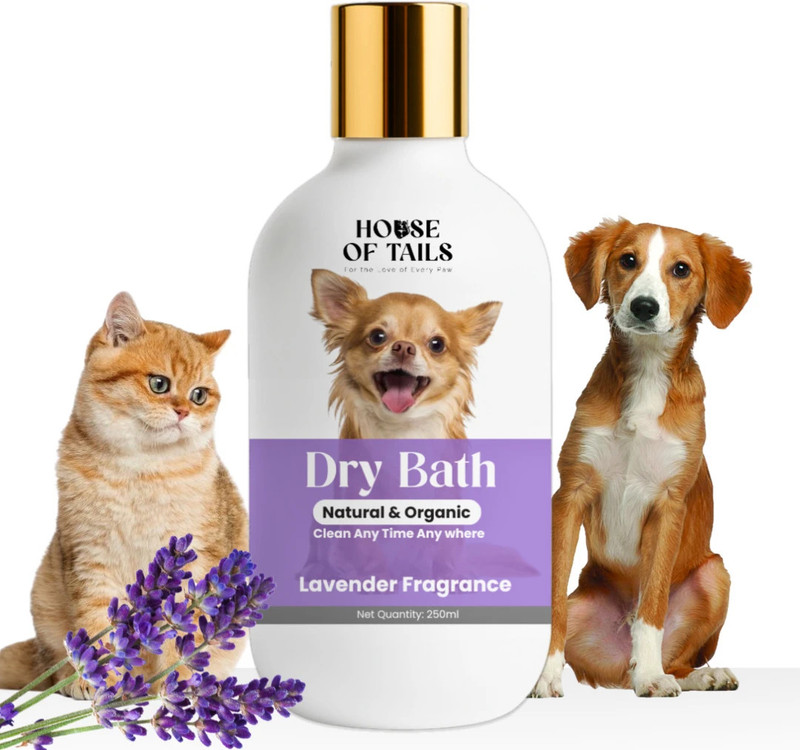 House Of Tails Dry Bath for Pets Waterless No-Rinse Shampoo Quick Clean Spray for Dogs & Cats Anti-Bacterial, Anti-dandruff, Anti-Inflammatory mild Dog, Cat Shampoo(250 ml)