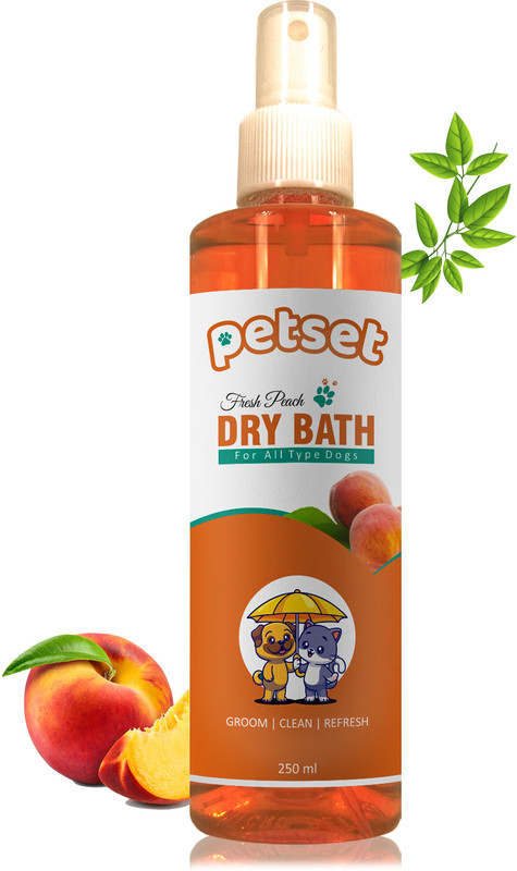 Petset Fresh Peach Deodorizer, Waterless Dog Shampoo, Fresh Grooming for Puppies & Cats Anti-microbial, Anti-dandruff, Allergy Relief Peach Dog Shampoo(250 ml)