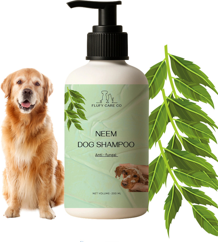 flufy care co Herbal Neem Dog Shampoo – 1000ml | Natural Anti-Tick & Anti-Fungal Anti-fungal, Allergy Relief, Anti-itching, Hypoallergenic, Flea and Tick NEEM Dog Shampoo(1000 ml)