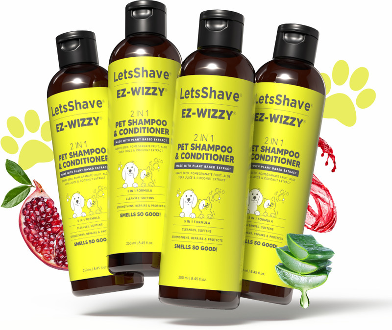 LetsShave EZ-WIZZY 2 in 1 Pet Shampoo for dogs, Extract of Pomegranate & Aloe Vera Anti-Bacterial Olive Oil Dog Shampoo(1000 ml)