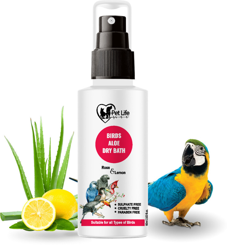 Pet Life Birds Aloe Dry Bath Waterless Spray Shampoo For Poultry Birds, Parrots, Pigeon, Conditioning Fresh, Made with Natural Actives, Waterless / No rinse Required Spray Bird Shampoo(60 ml)