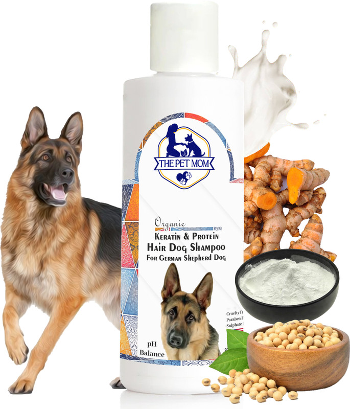 THE PET MOM Keratin & Protein Hair Dog Shampoo For German Shepherd Dog | Strengthen & Shine, Conditioning Fresh, Healthy Pet Fur Nourish | Deep-Cleansing & Removes Dirt | All Dog Breed, Dog Shampoo(200 ml)