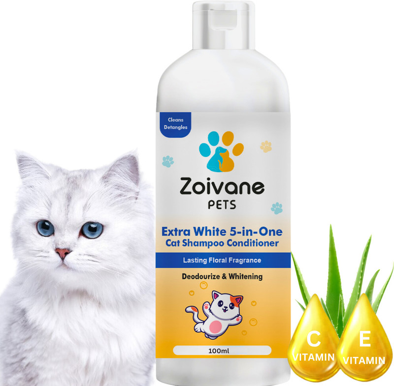 Zoivane Persian Cat Shampoo with Conditioner Anti-dandruff, Allergy Relief, Anti-fungal, Anti-itching, Whitening and Color Enhancing Floral, Sweet Cat Shampoo(100 ml)