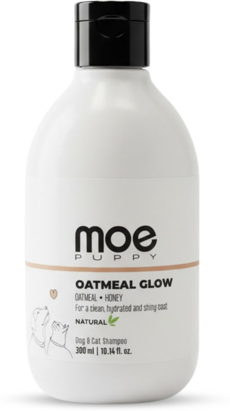 Moe Puppy Oatmeal Glow Shampoo | Hydrating & Shine Boosting | | With Oatmeal & Honey | Conditioning, Itch Relief Natural Dog, Cat Shampoo(300 ml)