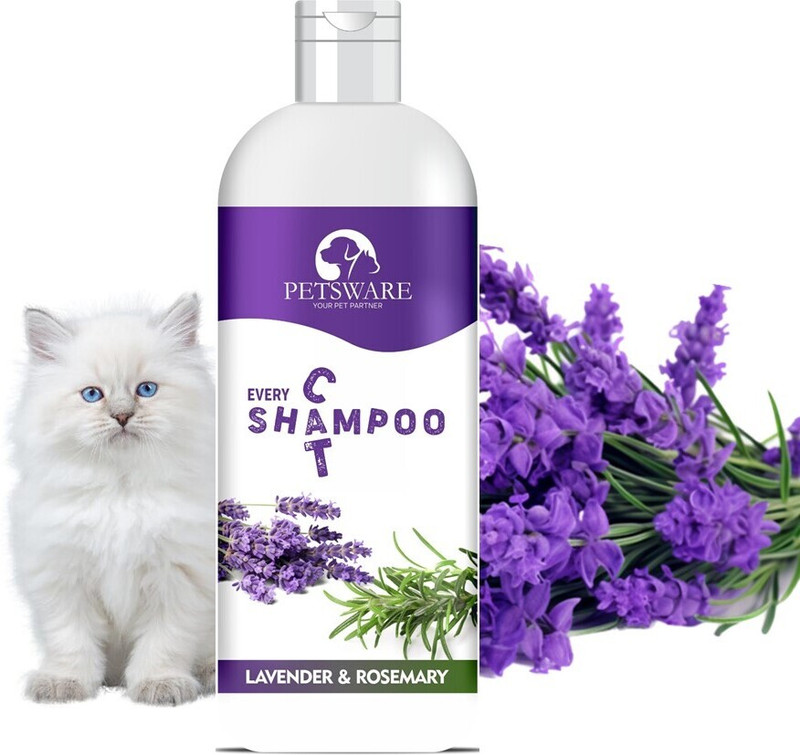 PETSWARE 5 in 1 Lavender Cat Shampoo with Conditioner for Persian Cat & All Cat Types Anti-fungal, Anti-parasitic, Conditioning, Flea and Tick, Whitening and Color Enhancing Lavender Cat Shampoo(200 ml)