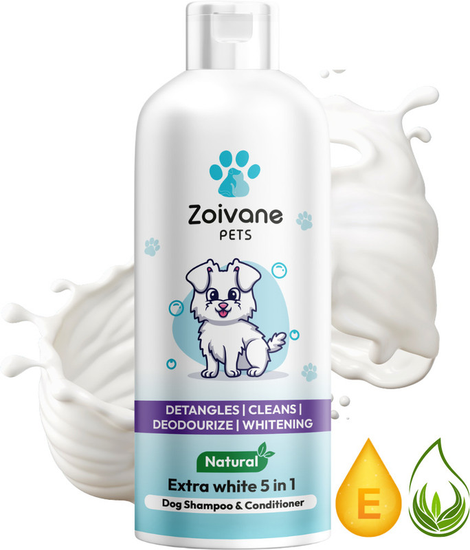 Zoivane Anti-dandruff, Anti-microbial, Conditioning, Whitening and Color Enhancing Extra White 5 in 1 Dog Shampoo, Tea Tree and Aloe Dog Shampoo(200 ml)