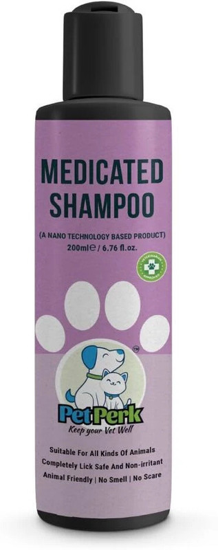 petperk Medicated Antifungal Shampoo for Dogs for Bacterial Infections, Ticks Anti-fungal Fresh Aqua Dog Shampoo(200 ml)