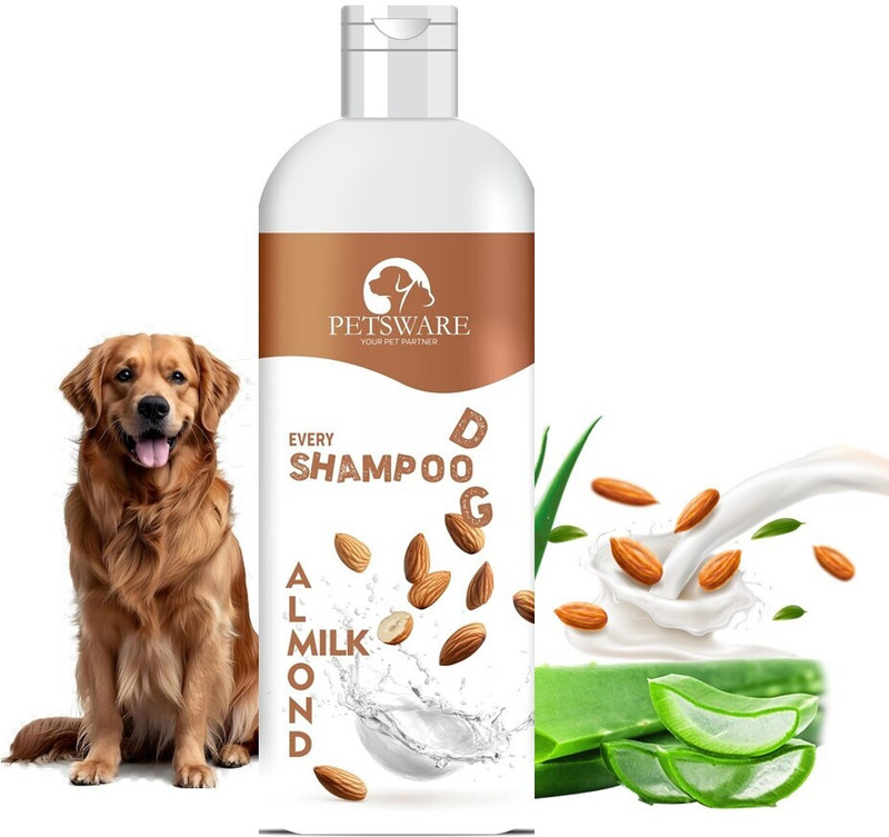 PETSWARE Almond Milk Dog Shampoo|Puppy Safe,Allergy Relief Shampoo for All Types of Dogs Allergy Relief, Anti-fungal, Conditioning, Flea and Tick, Hypoallergenic Love Scented Dog Shampoo(200 ml)