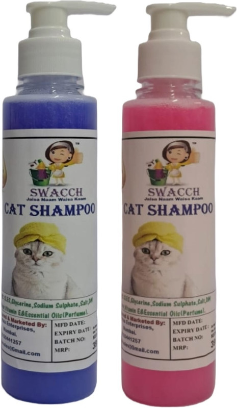 swacch Premium Shampoo For Cat (200ml) (Combo Pack of 2) Conditioning Lavender, Rose Cat Shampoo(400 ml)