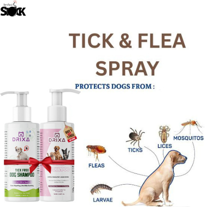 Drixa Allergy Relief, Conditioning, Flea and Tick, Itch Relief NATURAL Cat, Dog Shampoo(200 ml)