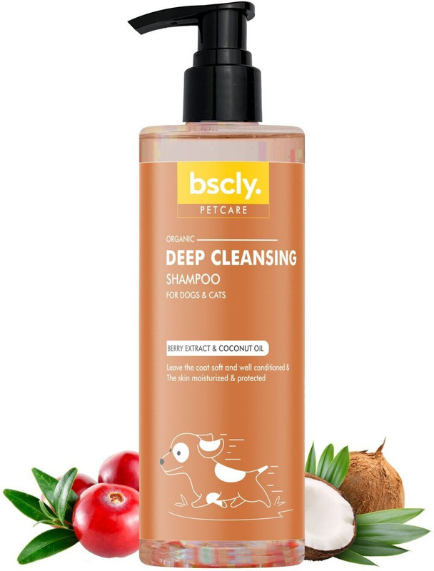 bscly Deep Cleansing Dog Shampoo - 100% Natural - Pet Shampoo For Dogs & Cats Allergy Relief Berry Extract & Coconut Oil Dog Shampoo(200 ml)