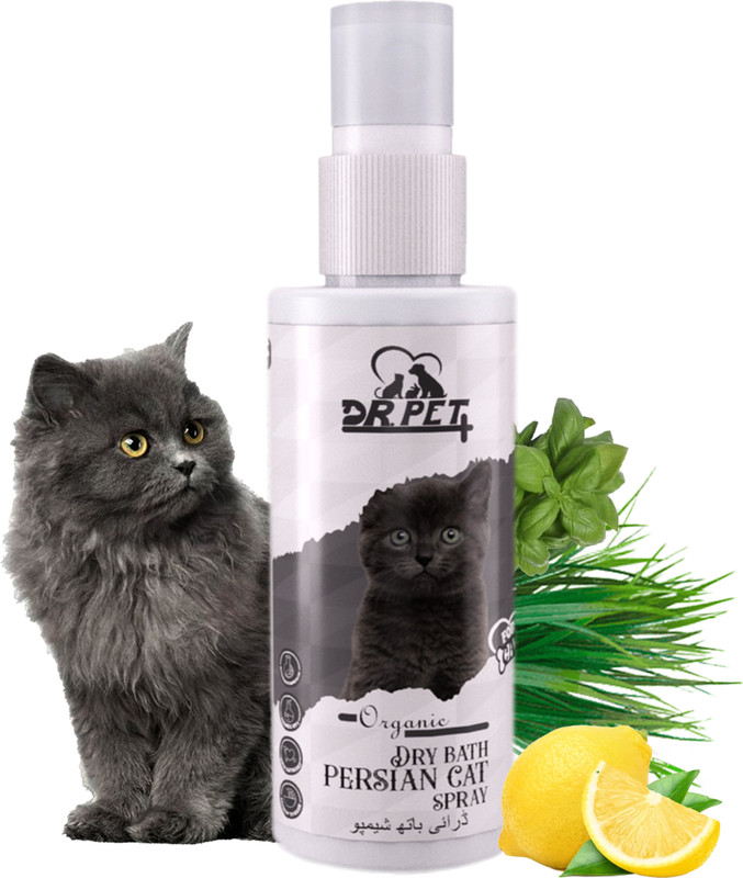 DR PET PLUS Organic Dry Bath Persian Cat Shampoo for Clean, Removes Dirt, Soft, Smooth Coat Conditioning Natural Fresh Fragrance, Safe For All Cat Types, Waterless Spray Easy To Use Cat Shampoo(100 ml)