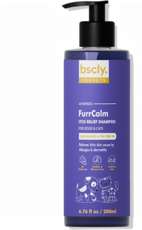 bscly furr Calm Itch Relief Dog Shampoo - Pet Shampoo For Dogs & Cats - 100% Natural Allergy Relief Soy Protein & Licorice Dog Shampoo(200 ml)