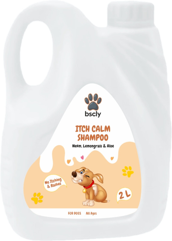 bscly Itch Calm Dog Shampoo with Allergy Relief Neem, Lemongrass & Aloe Dog Shampoo(2 L)
