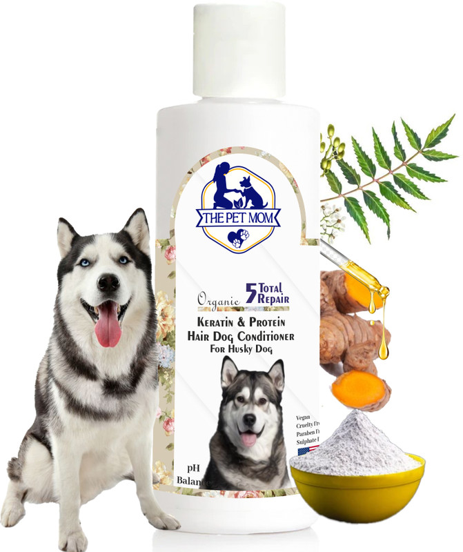 THE PET MOM Keratin & Protein Hair Dog Conditioner For Husky Dog, Puppy -Dullness/Split Ends Conditioning Fresh Fragrance, Soft, Silky, Shine Dog Hair -Control Hair Fall | All Dog Breed, Dog Shampoo(200 ml)
