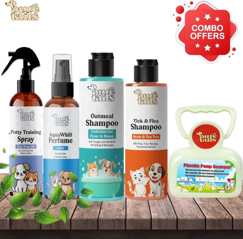 Pure Tails PureTails| Potty Training , Perfume, Oatmeal , Flea Shampoo , Scooper Pet Spa Kit