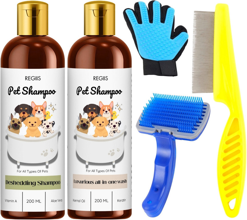 Regiis 5in1_deshedding_glove_palmglove_slickerbrush Pet Spa Kit