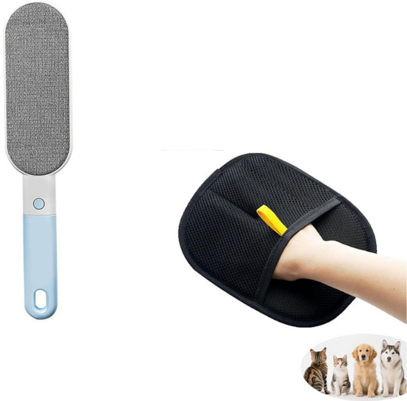 skyroscoe pet Hair Remover brush-1 and pet hair remover gloves-1 combo offer Pet Spa Kit Grooming Gloves for Dog & Cat(Multicolor, Medium)