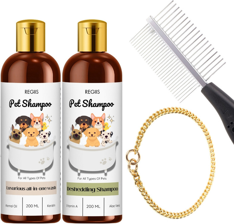 Regiis High Quality Gold Chain De‑Shedding Groom Kit Pk5 N Pet Spa Kit