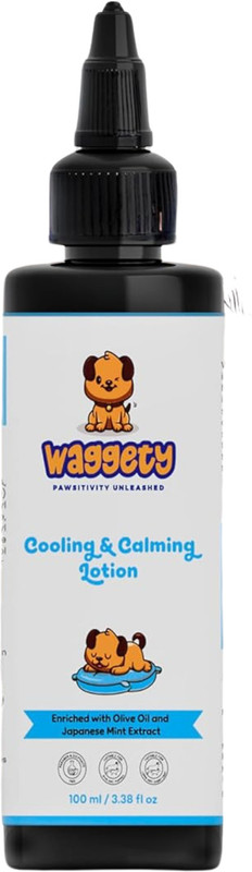 Waggety Anti Anxiety Cooling & Calming Lotion For Dogs|Olive Oil & Japanese Mint| Pet Spa Kit